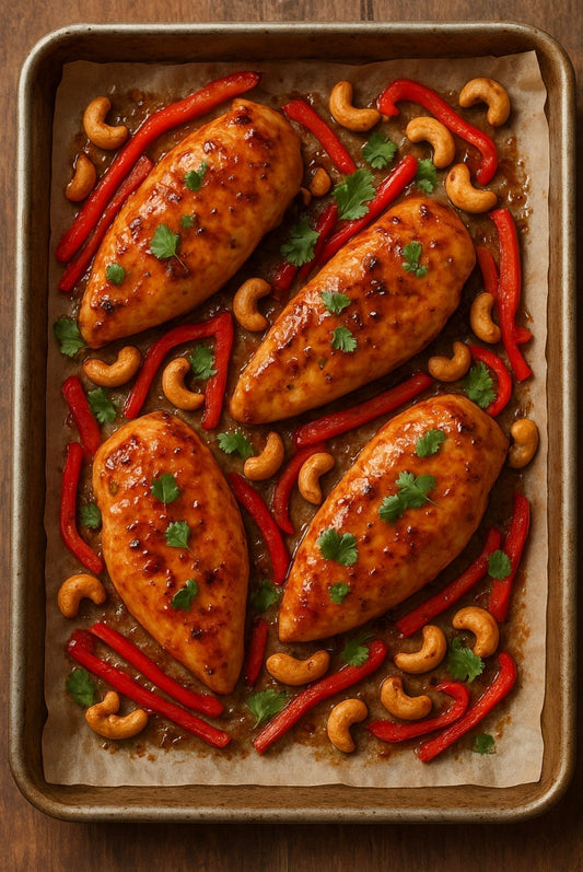 <img src="poulet-roti-asiatique.jpg"       alt="Poulet rôti asiatique au four avec marinade Zeste du Désert">