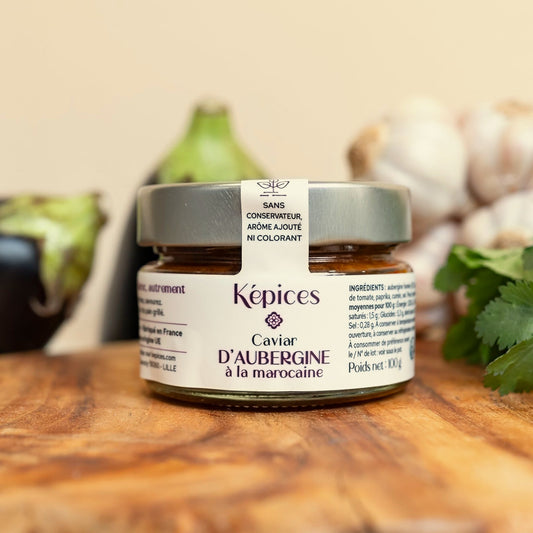 Caviar d'aubergine à la marocaine (zaalouk) – aubergines grillées au feu, cumin et paprika
