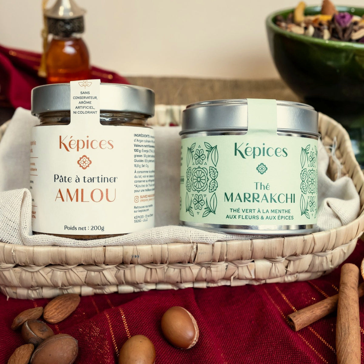 Coffret Petit-déjeuner marocain – Amlou et Thé Marrakchi