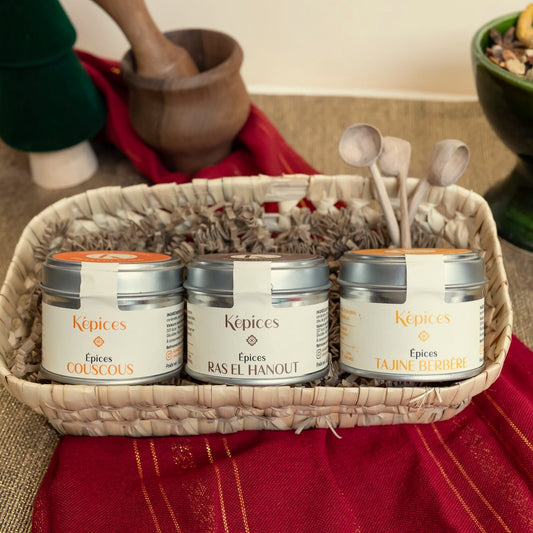 Trio d'épices marocaines – Ras el Hanout, Tajine Berbère et Couscous