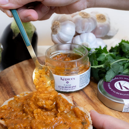 Tartine de caviar d'aubergine à la marocaine Képices