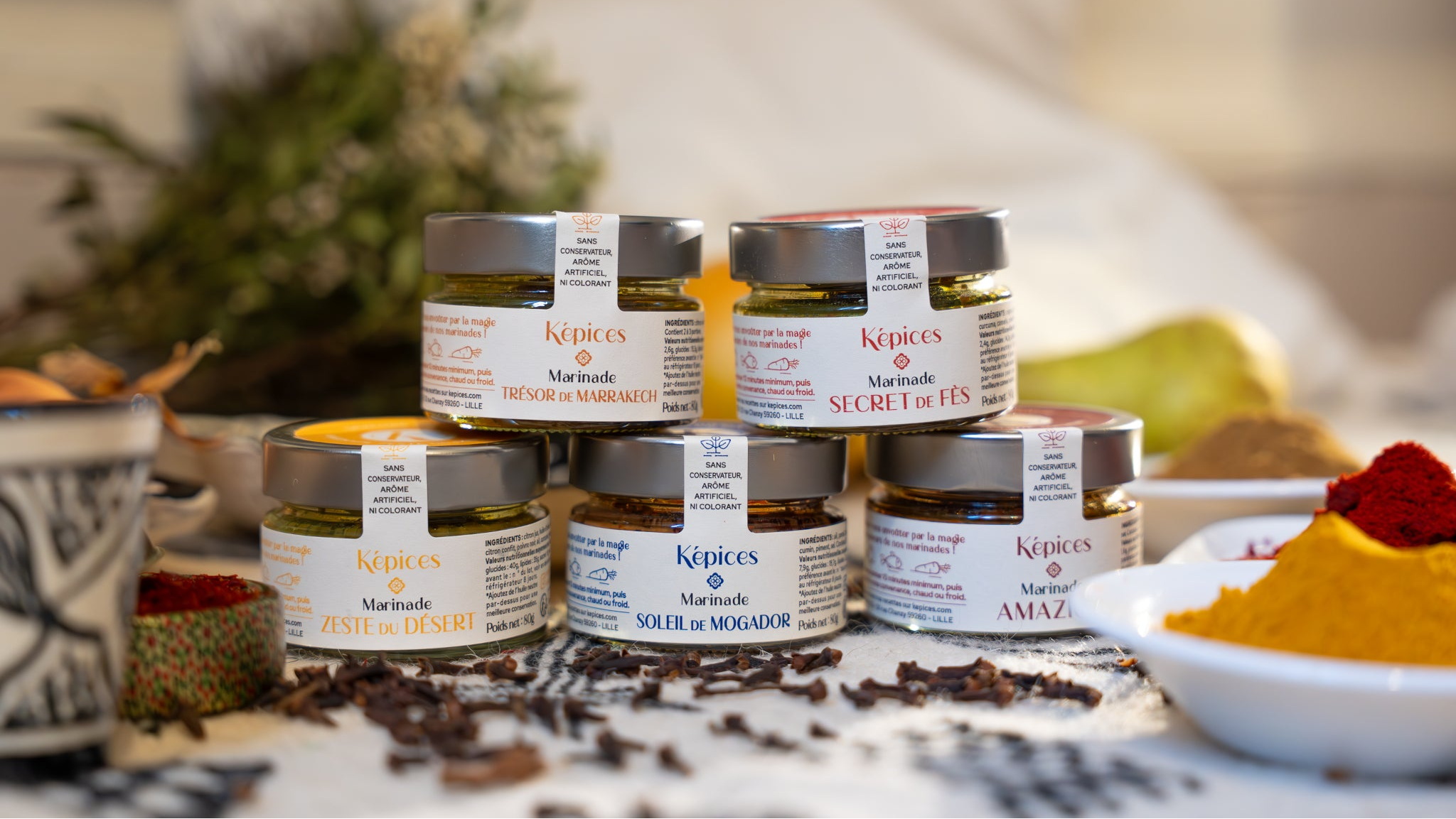 Gamme complète Képices – cinq marinades marocaines artisanales aux saveurs du Maroc