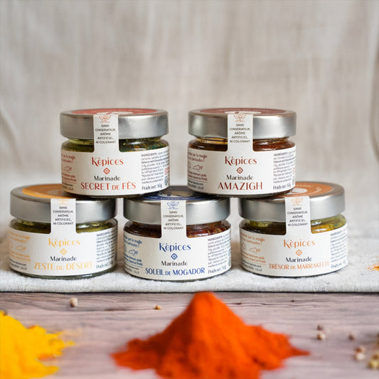 Coffret cadeau gourmand 5 marinades marocaines artisanales Képices