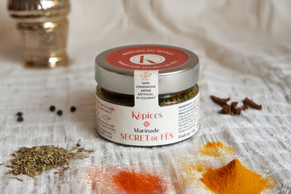 Marinade Secret de Fès Képices – marinade marocaine artisanale au miel, gingembre, cannelle et safran.