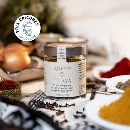 Pot de T'faya maison confit d'oignons marocain au miel et safran Képices