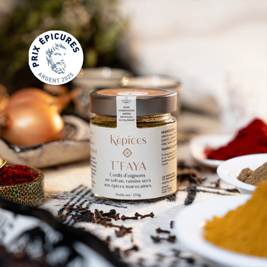 Pot de T'faya maison confit d'oignons marocain au miel et safran Képices