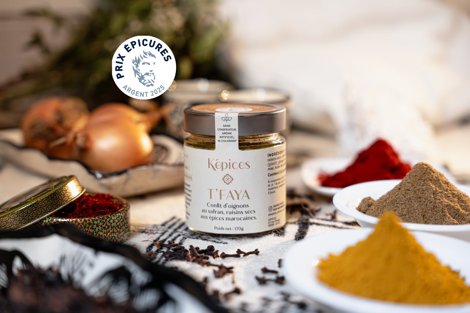 T’Faya – Confit d’oignons marocain sucré-salé au miel & raisins secs – Képices